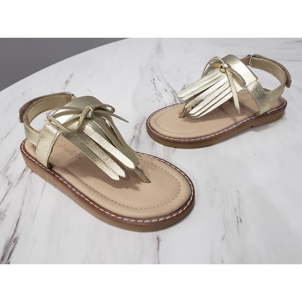 NEW SIZE 10 TODDLER / EURO 26 Elephantito Baby Girl's Fringes Sandal GOLD FRINGE